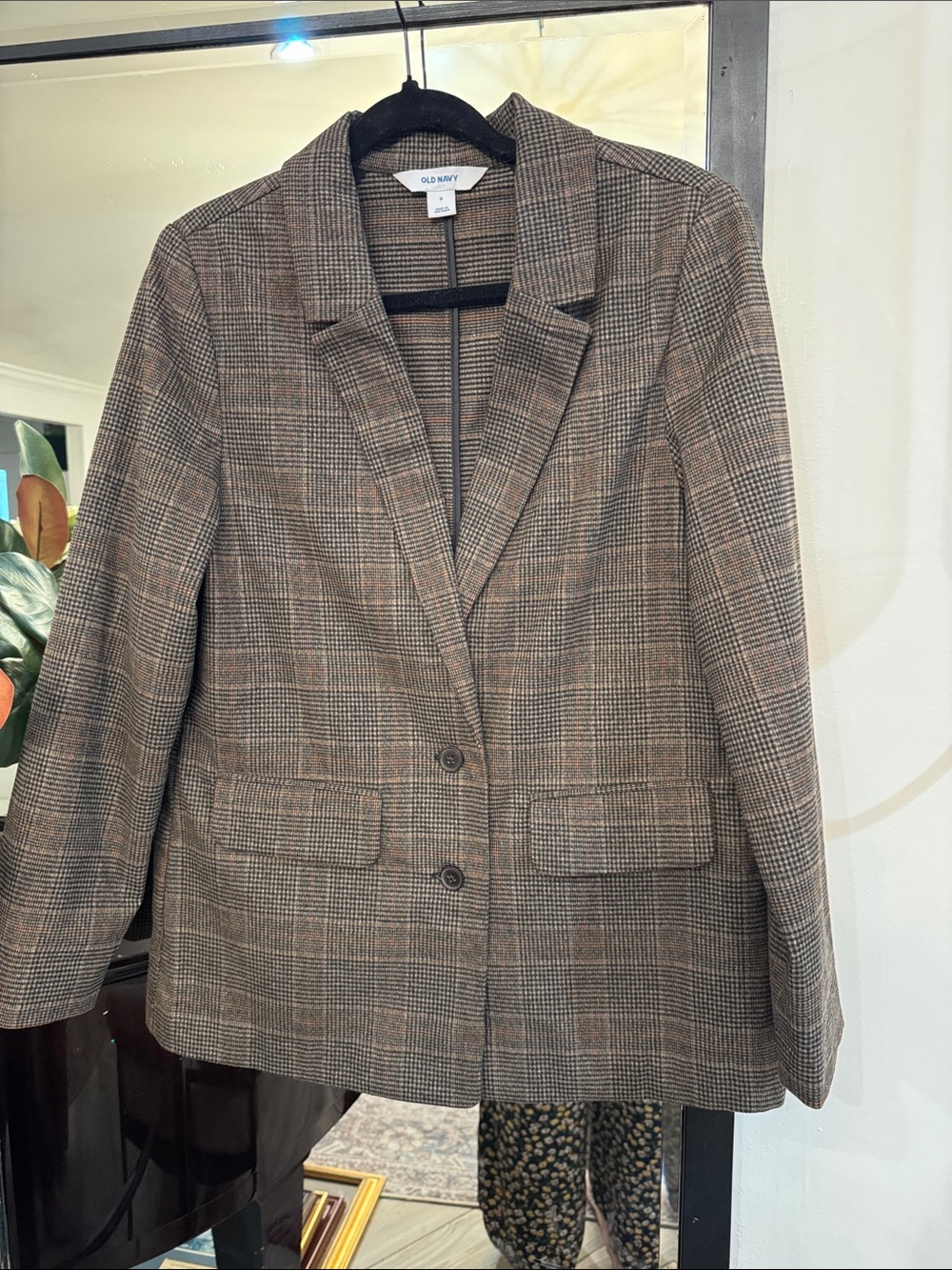 Old Navy Women's Plaid Blazer in Brown and Gray